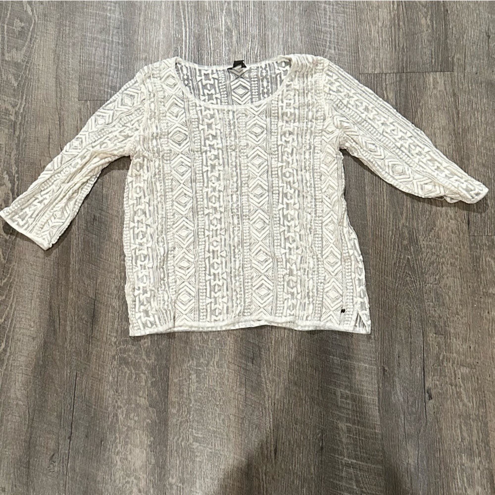 Eddie Bauer Ivory Patterned Blouse
